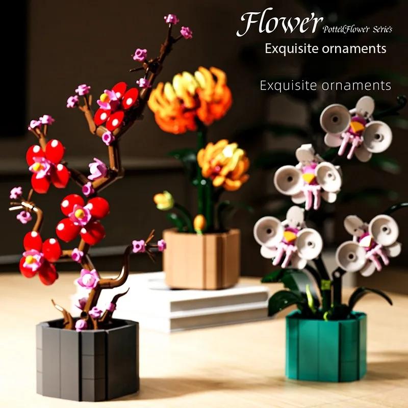 Non-Toxic Sunflower Potted House Decoration Creativity Moc Model Bricks Diy Flowers Toy Building Block Gifts For Kids Children