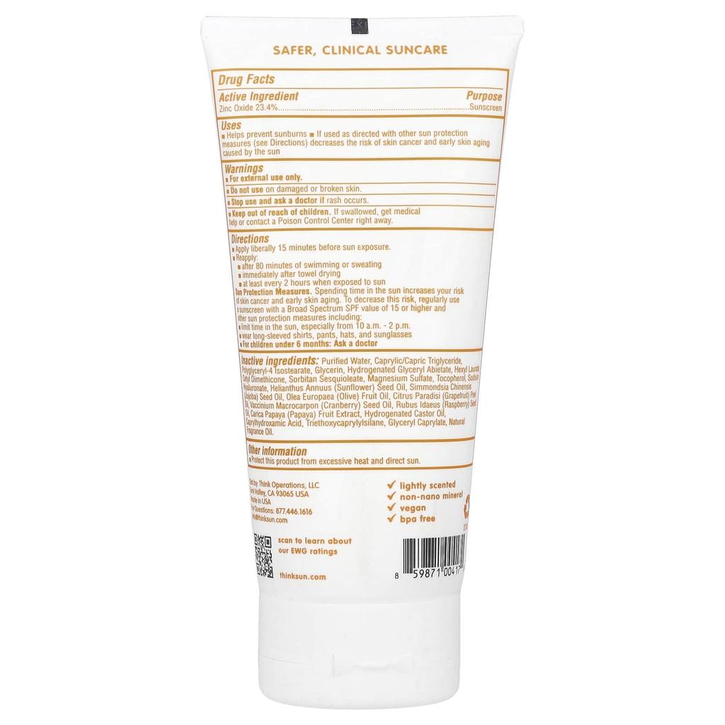 think Baby, Zinc Oxide 23.4% Sunscreen, Spf 50, 177Ml(6Fl Oz)