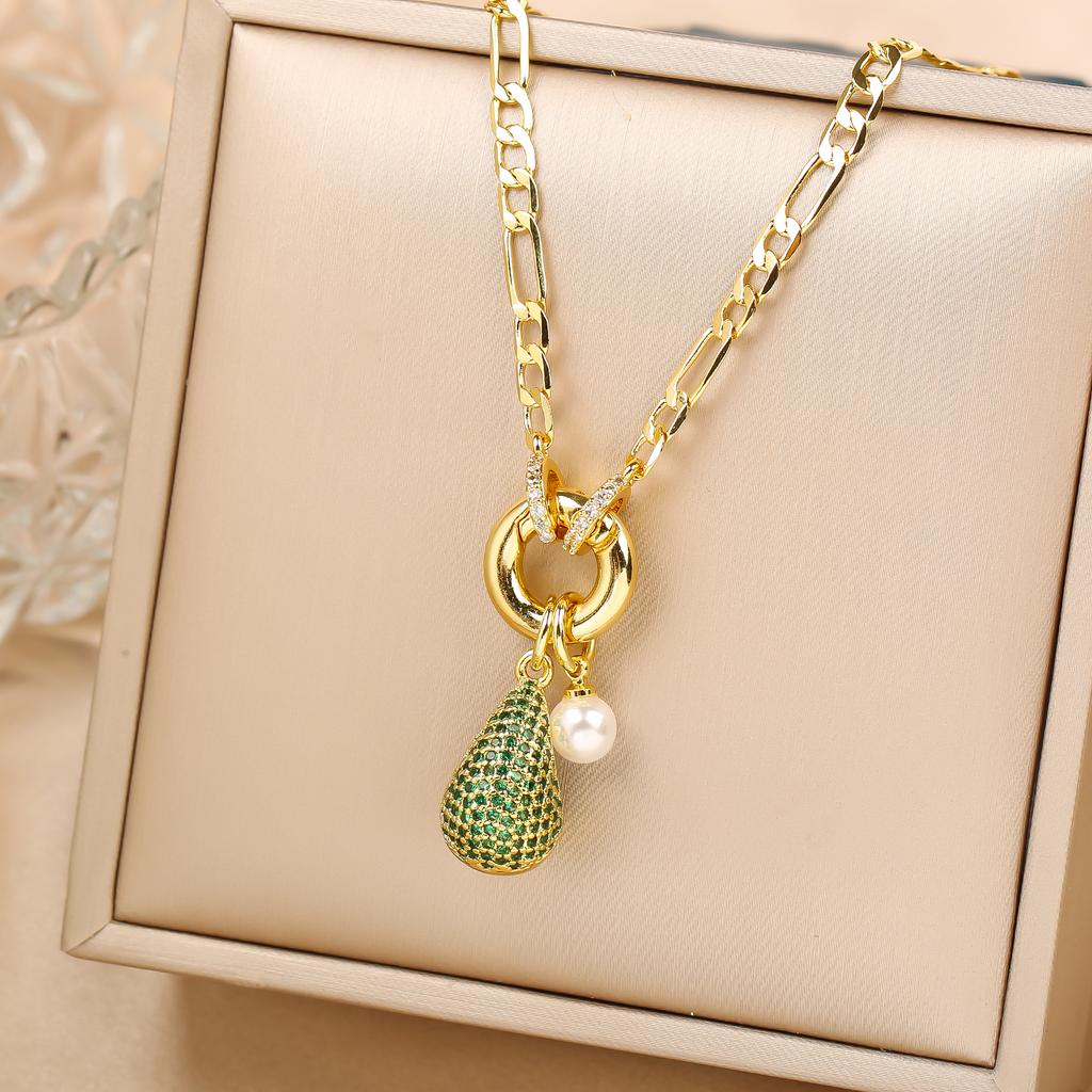 6 Colors Shiny Zirconia Comma Water Drop Pendant Clavicle Chain Choker Classic for Woman Girl Daily Party Jewelry Holiday Gift