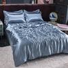 Bedding Set Solid Color Luxury Bedding Kit Rayon Satin Duvet Cover Set Twin Queen King Size Bed Set 3pcs/4pcs Home Textile