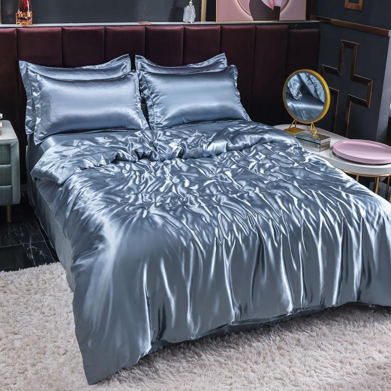 Bedding Set Solid Color Luxury Bedding Kit Rayon Satin Duvet Cover Set Twin Queen King Size Bed Set 3pcs/4pcs Home Textile