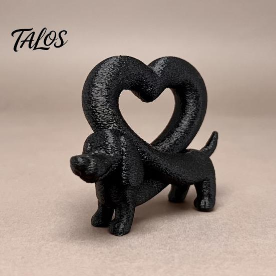 Romantic Anniversary Present 3D Printed Dachshund Heart Ornament, Creative Dog Statue, Cute Desktop Figurine Love Animal for Home Office Decoration