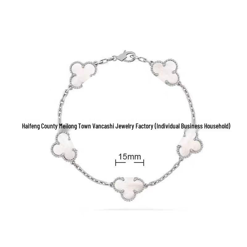 Bransoletka V Gold z Różowego Złota 18K z Koniczyną na Szczęście, Fioletowym Chalcedonem i Czerwonym Agatem dla Kobiet