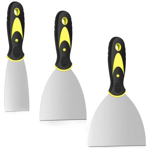 Drywall Finishing Putty Knife Scraper and Spackle Knife Set for Taping, Scraping, Painting, and Baking (2, 2.5, and 3 Inches)