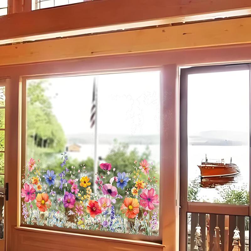 3Pcs Flower Wall Sticker Decal Color Blooming Floral Art Mural Removable Pvc Wallpaper For Home Bedroom Indoor Headboard School