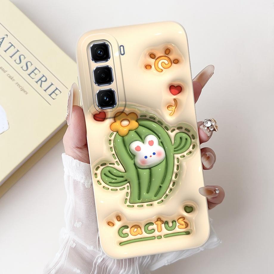 For Infinix Hot 50 Pro+ Hot50 Pro Hot 50 Pro Plus 4G Phone Case Soft Silicone Back Cover Love Heart Girly Flower Painting Fundas