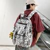 School Bag Male Korean Version Manga Letters Large Capacity Junior High School Student Campus Backpack Cool Street Couple Backpack