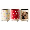 Polka Dot Trash Can Waste Paper Bucket Round Garbage Can Recycling Bin for Study