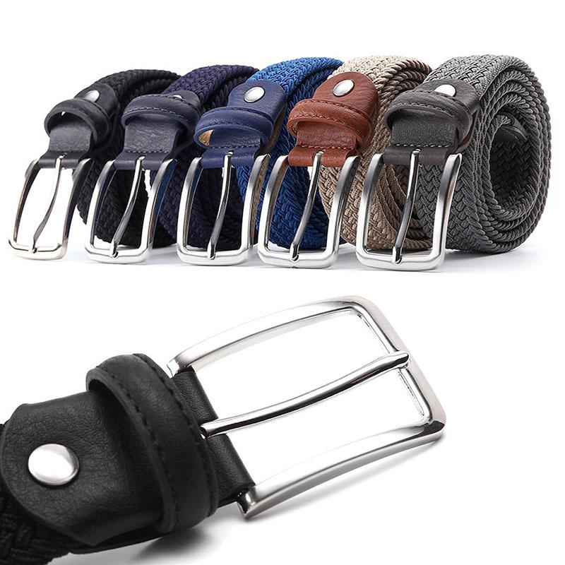 Stylish Men's and Women's Elastic Woven Belt with Pin Buckle