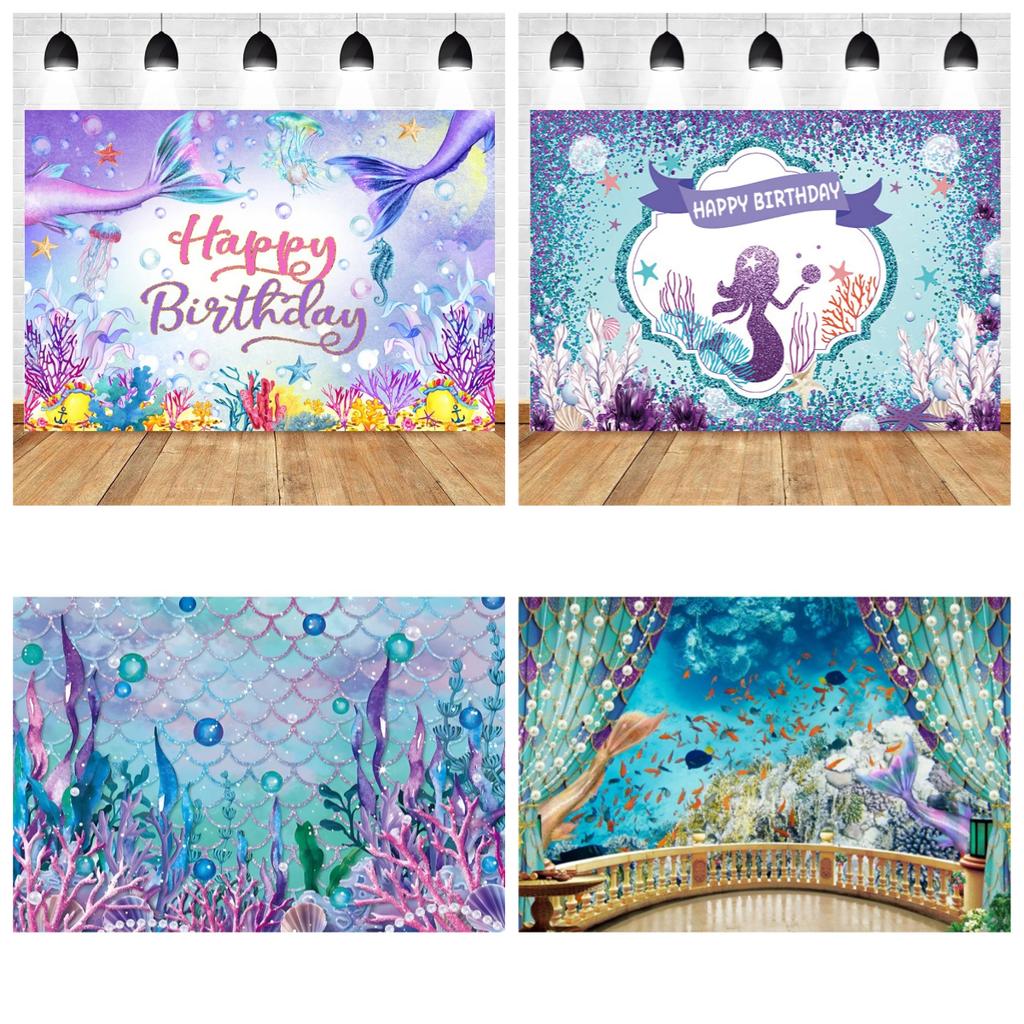 Mermaid Princess Girl Photography Background Birthday Party Decoration Background Photography Studio Photography Props