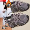 Thick-soled Heightening Dad Shoes Women's Autumn and Winter New Leather Casual Sports Shoes Versatile and Showing Feet, Small Single Shoes Tide