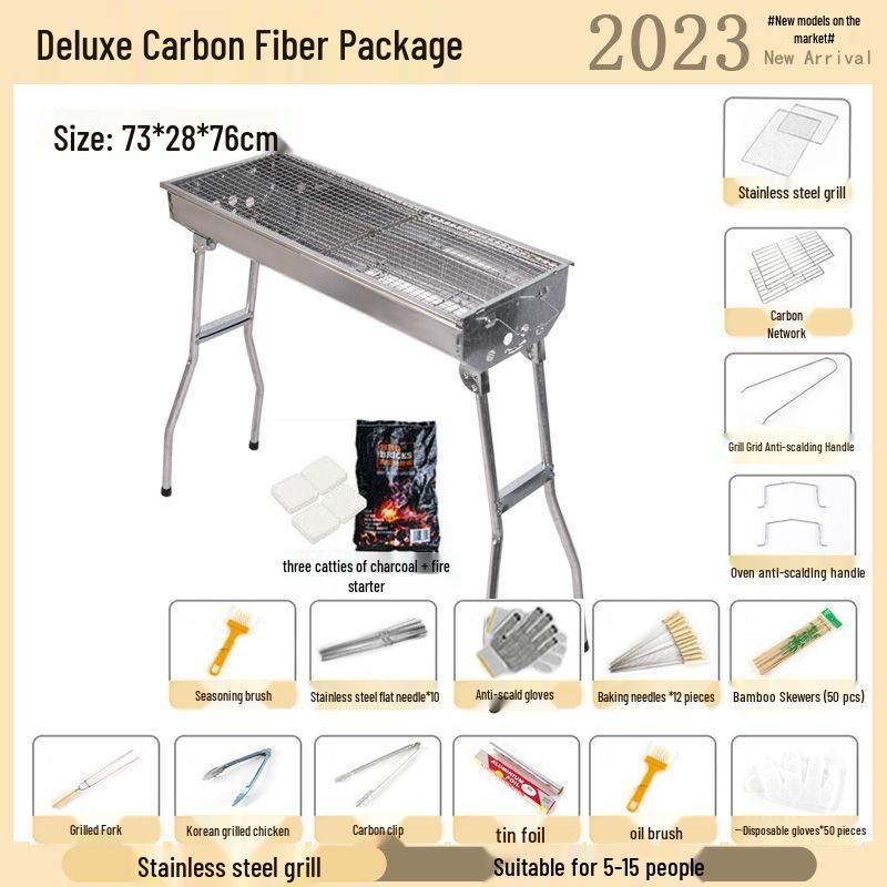 Portable Outdoor Folding Charcoal Barbecue Grill Rack