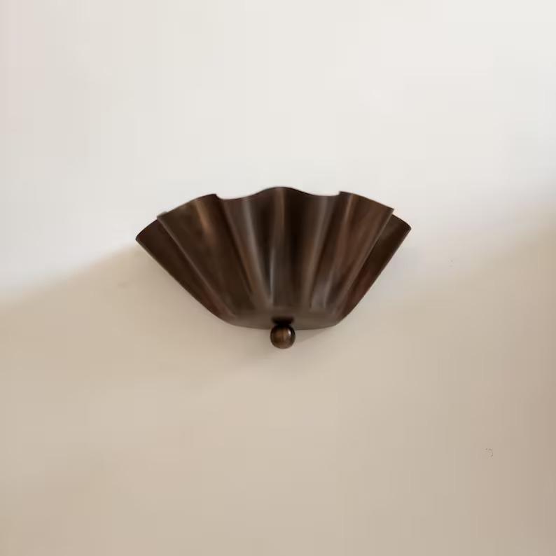 Half Flower Brass Wall Sconce – Handmade Floral-Inspired Wall Light for Bedroom, Hallway, or Patio