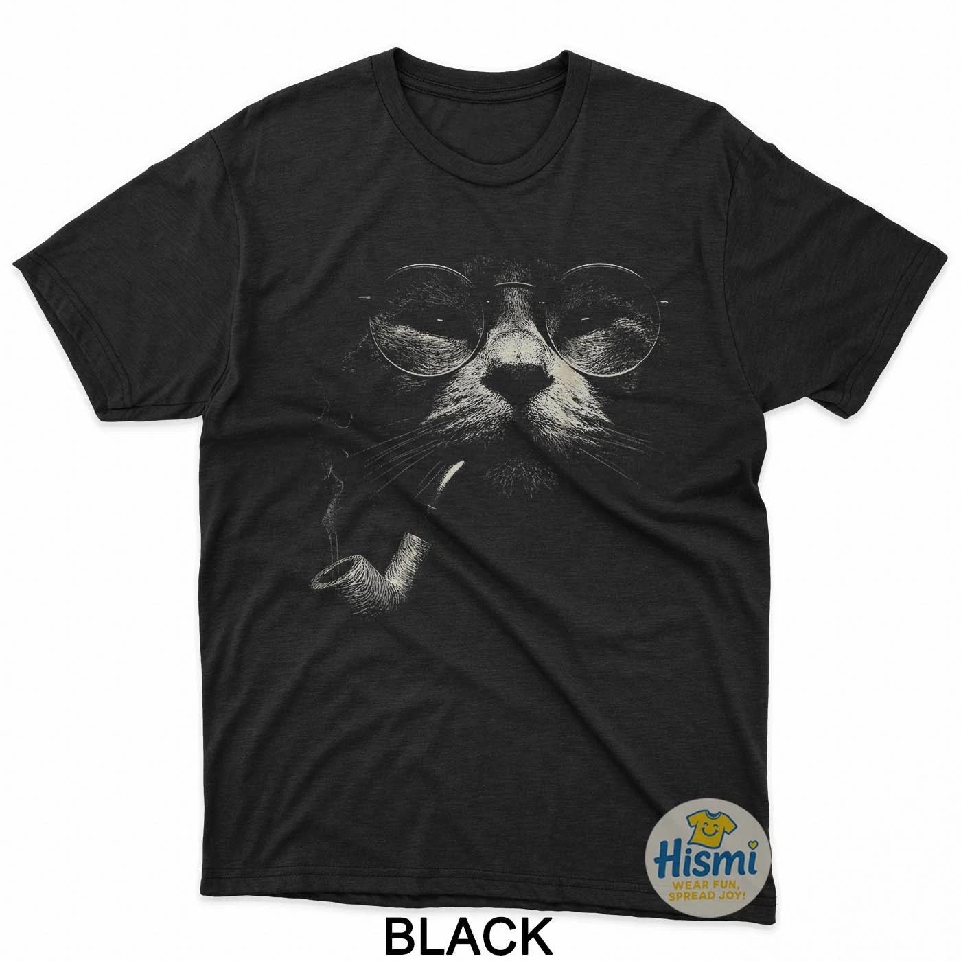 Кот курит трубку Очки Винтажный Мем Гранж 90-е Футболка L