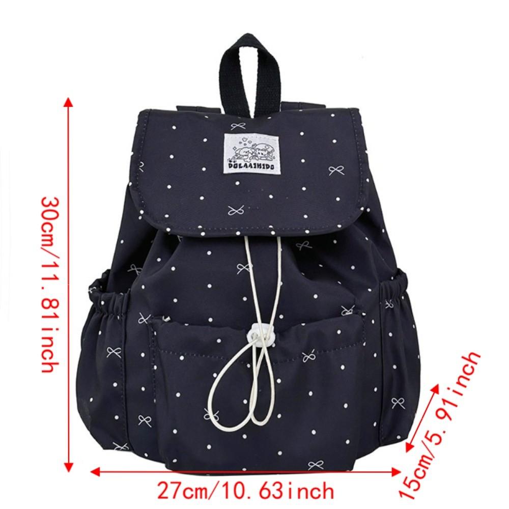 Schleifen-Kordelzug-Pünktchen-Rucksack Süßer Pendler-Rucksack Doppelschultertasche Lässiger Gebrauch