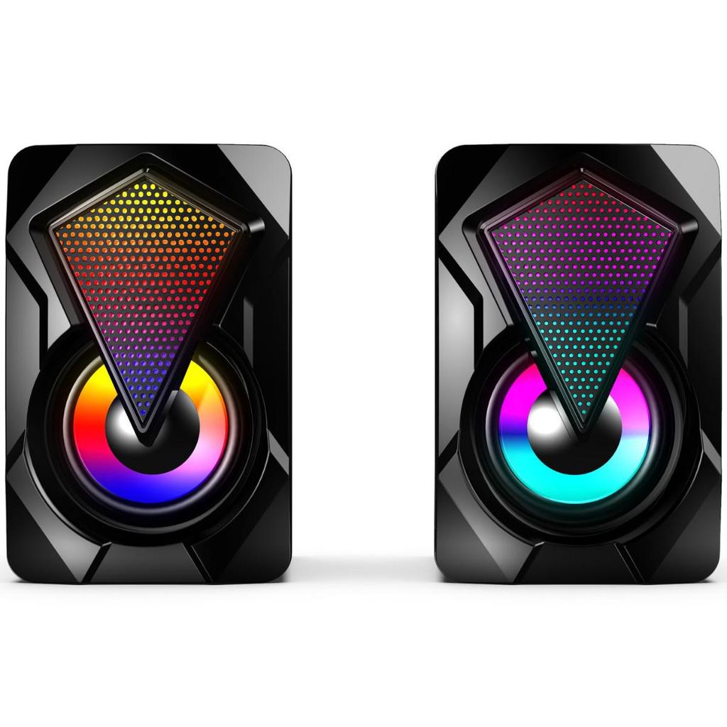 X2USB Mini Desktop Speaker, 3.5MM Jack, 2.0 Wired, RGB Lights, Luminous Audio.