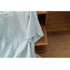 Summer Simple Shirt Women Literary Retro Round Neck Chinese Style Oblique Placket Embroidered Disc Button Short Sleeved Loose Top