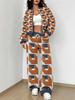 Striped Autumn And Winter New European And American Women'S Clothing Smudge Printing Suit Women