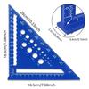 Équerre menuisier 18 cm (7") alliage aluminium bleu - règle triangle haute précision