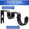 Creatyi Heavy Duty Double Curtain Rod Bracket Double Rod Holders for 1 1/4 Inch and 3/4 Inch Rod (2 PCS, Black)
