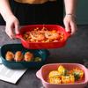 Cheese Baked Rice Plate Creative Ceramic Baking Pan Baking Binaural Plate Vegetable Plate Microwave Oven Cutlery Household Baking Bowl