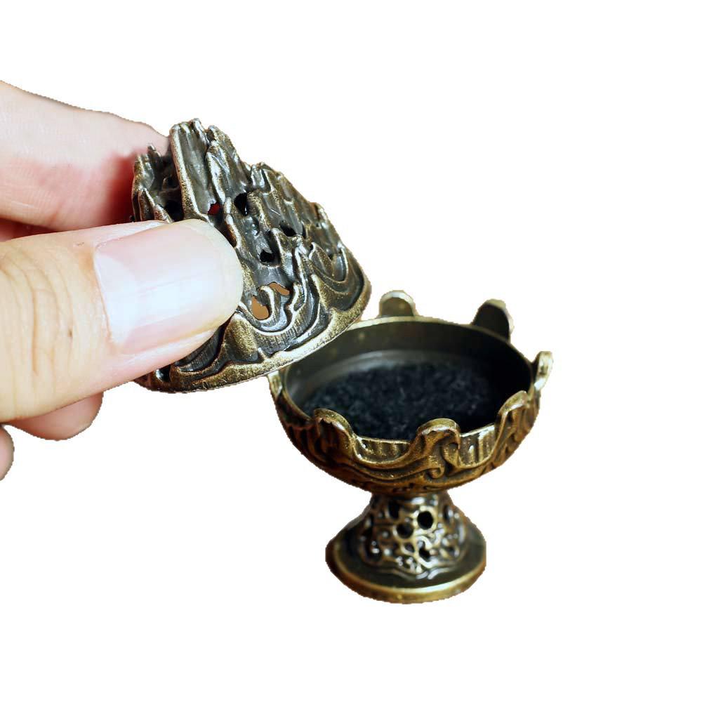 Retro Mini Hollow-Out Boshan Incense Burner - Creative Cloud Design for Office or Home Decor