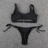 Women's Swimwear Solid Color Heart Sexy Cutout Bikini Side Tie Brazilian Beachwear Bathing Suits