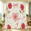 Lightweight Floral Heart Flannel Throw Blanket Super Soft, Skin-friendly, Cozy Warm Blanket for Home Relax, Perfect Valentine's Day Gift