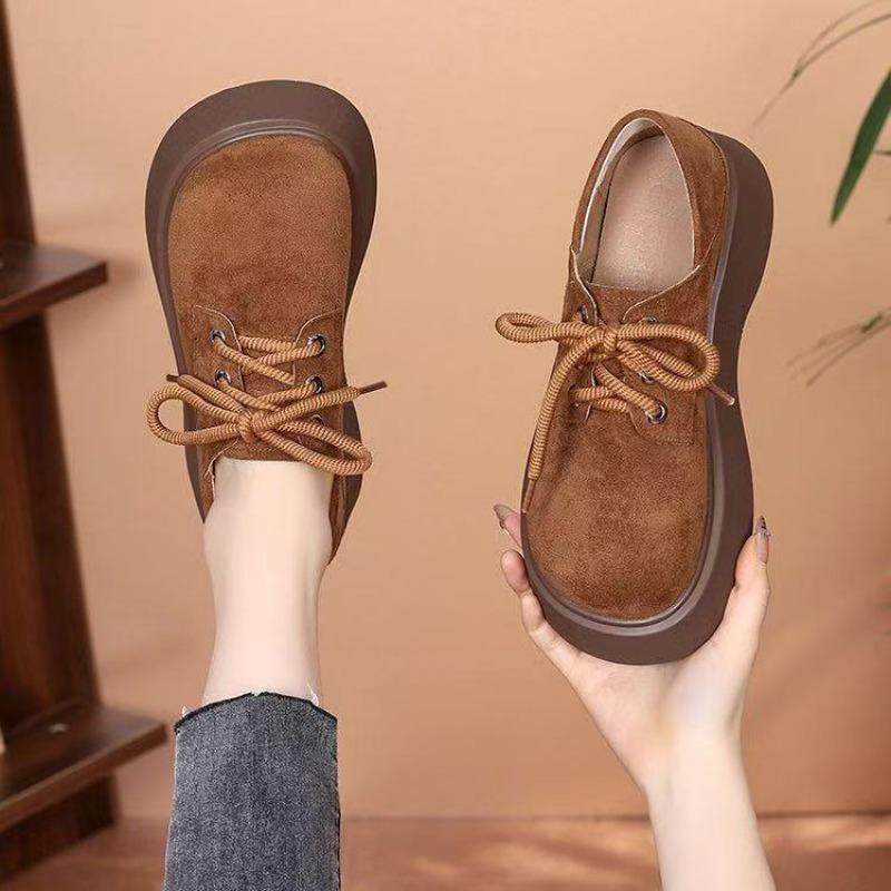 Retro Round-toe Platform Shoes for Women, Heightening Effect, Anti-slip, Versatile and Easy To Wear.