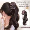 Synthetic Ribbon Banana Clip Ponytail Pleated Bow Pony Tail Hair piece  for Women