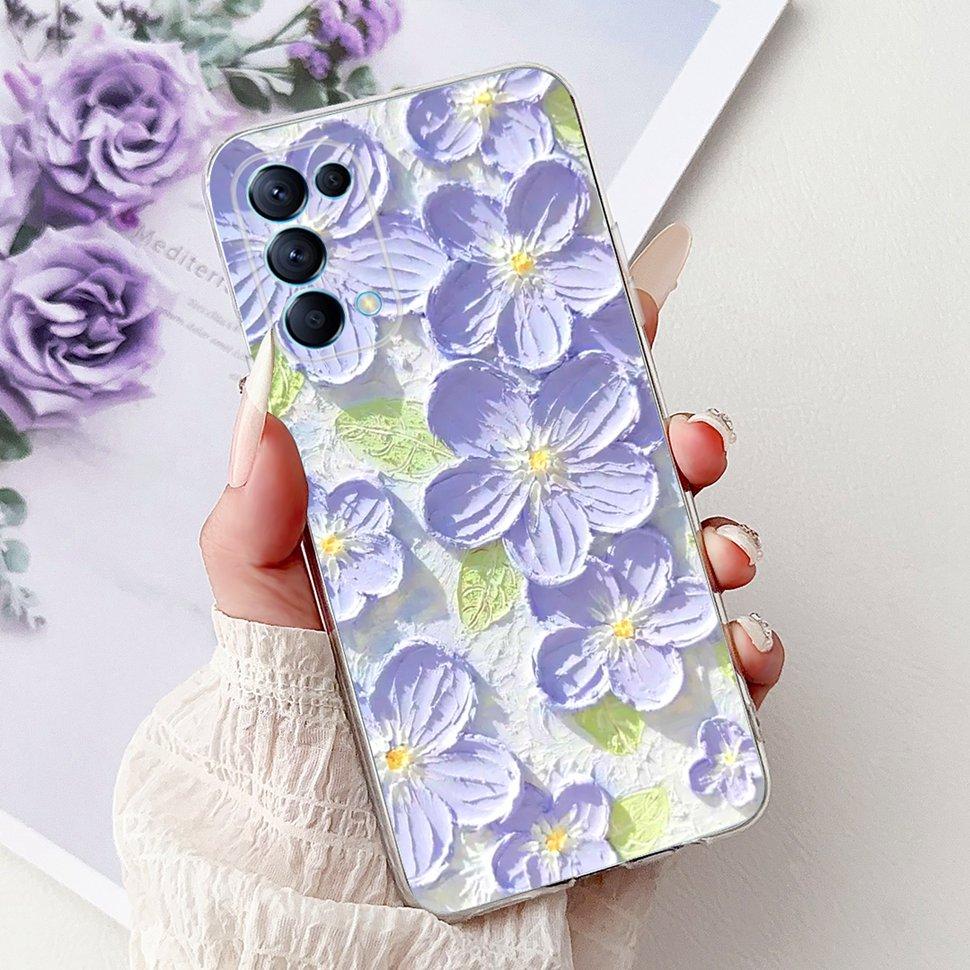 For Oppo Reno5 5G Case Stylish Flower Butterfly Soft Silicone Case For Oppo Reno5 Reno 5 K 5K Cases CPH2145 Cover Coque Bumper