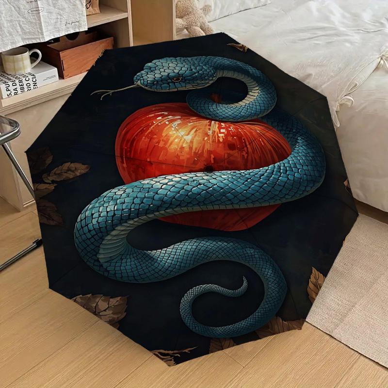 1PC Snake Heart Umbrella-8-Rib Reinforced Portable Folding Travel Suitable for All Seasons Outdoor Daily Use-J387