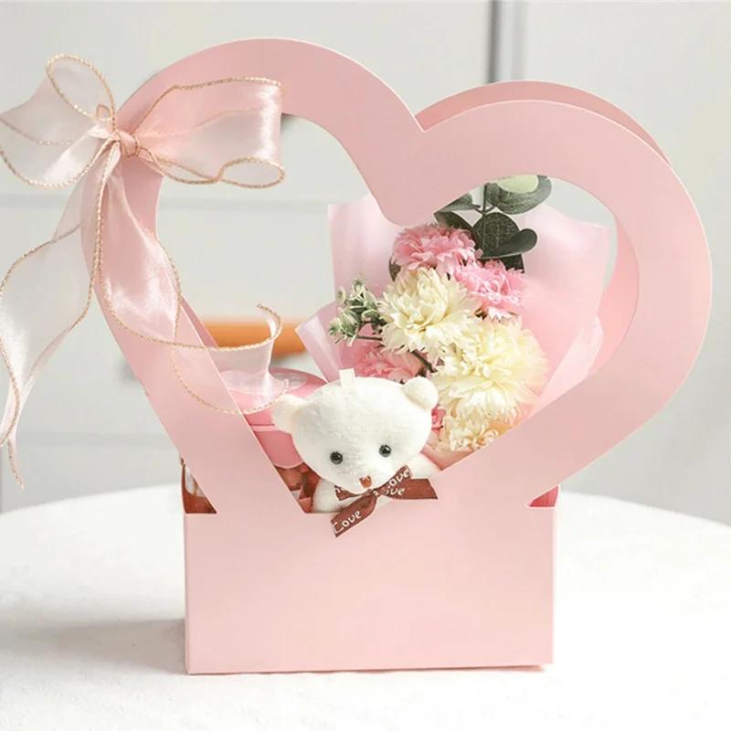 Top Quality Flower Box Love Portable For Women Creative Gift Decoration Packing Paper Box Waterproof Paper Heart-shaped Hollow