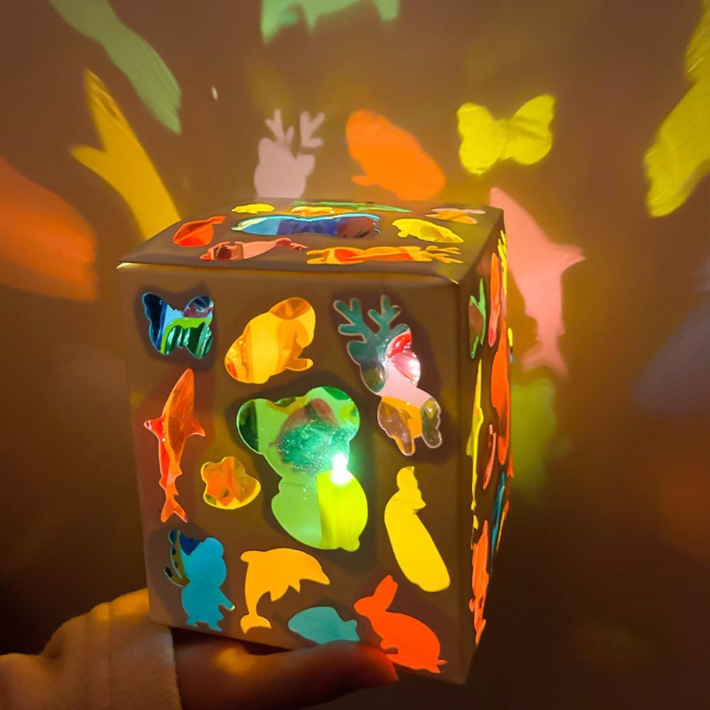 Glass Paper DIY Projection Lamp Kit Colorful DIY Lantern Making Kit  Classroom Activity Animal White