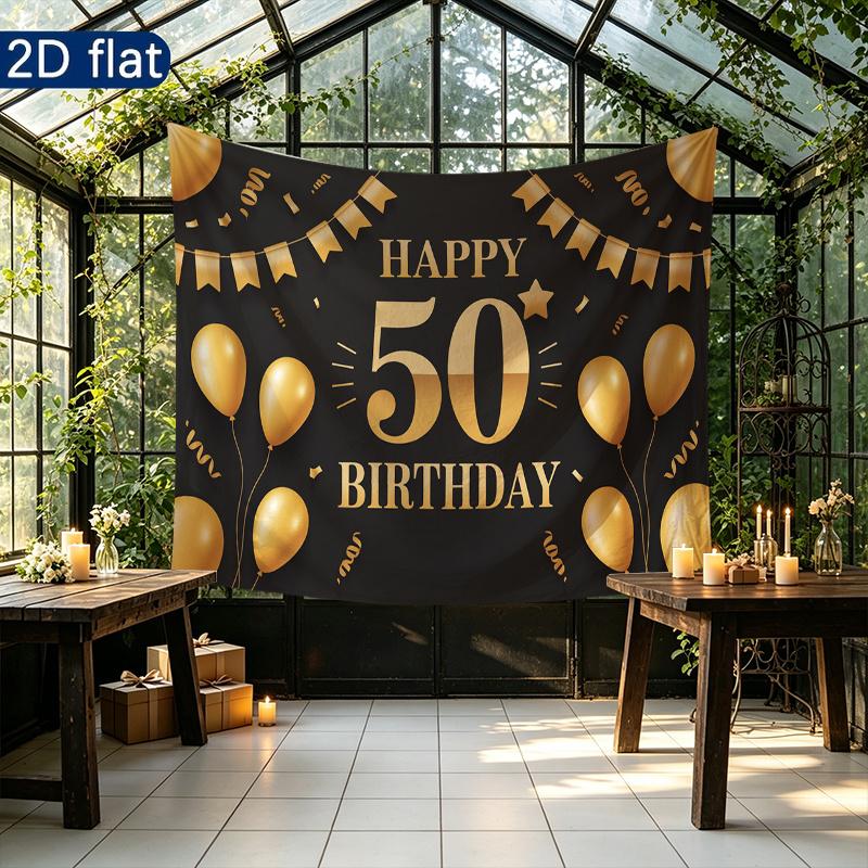 Gifts Birthday Banner for Party Decor, Polyester Backdrop for Photo Booth & Wall Art