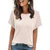 European and American summer new solid color loose round neck short sleeves, casual and comfortable T-shirt women's top