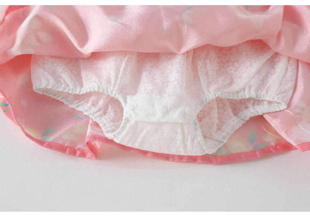 Baby Girl Summer Hanfu Bodysuit: Lightweight Ancient Costume Diaper Cover Jumpsuit Princess Dress Tang Suit