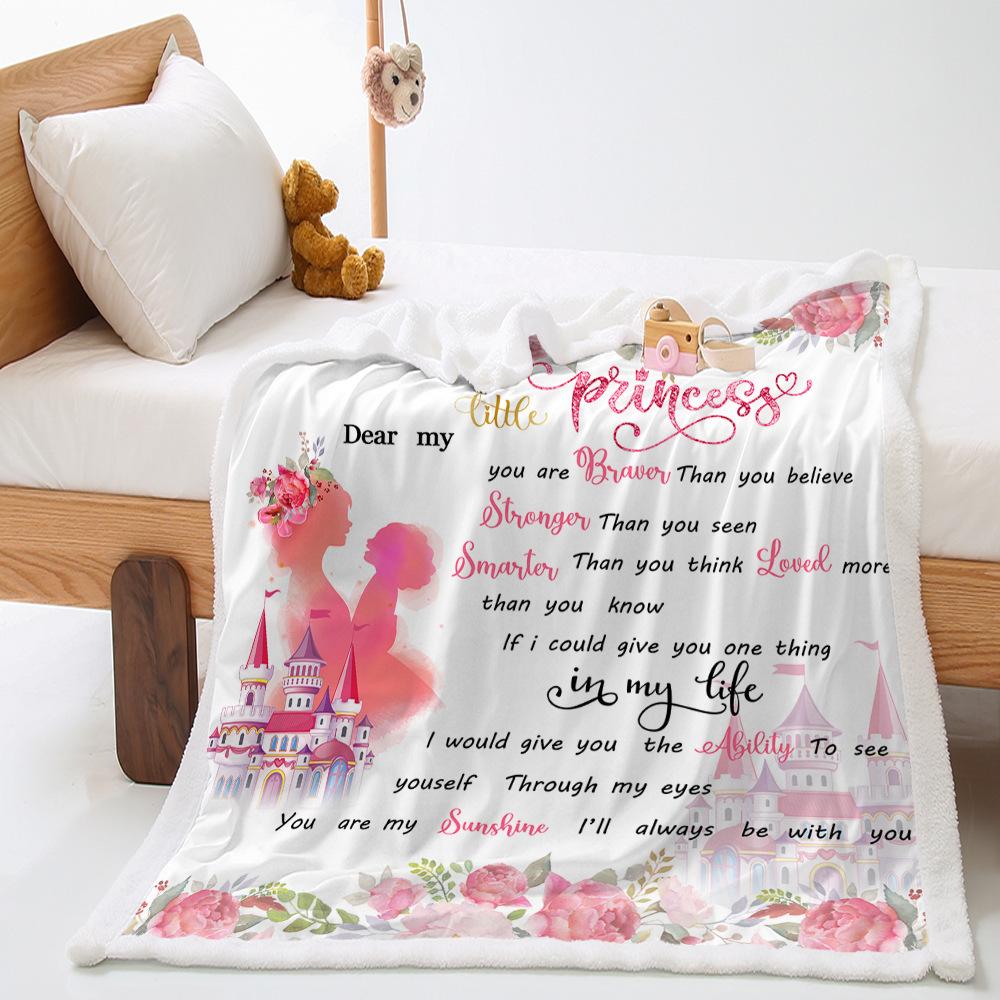 Blanket 2D Digital Printed Lamb Fleece Crystal Fleece Handwritten Letter Blanket Cover Blanket