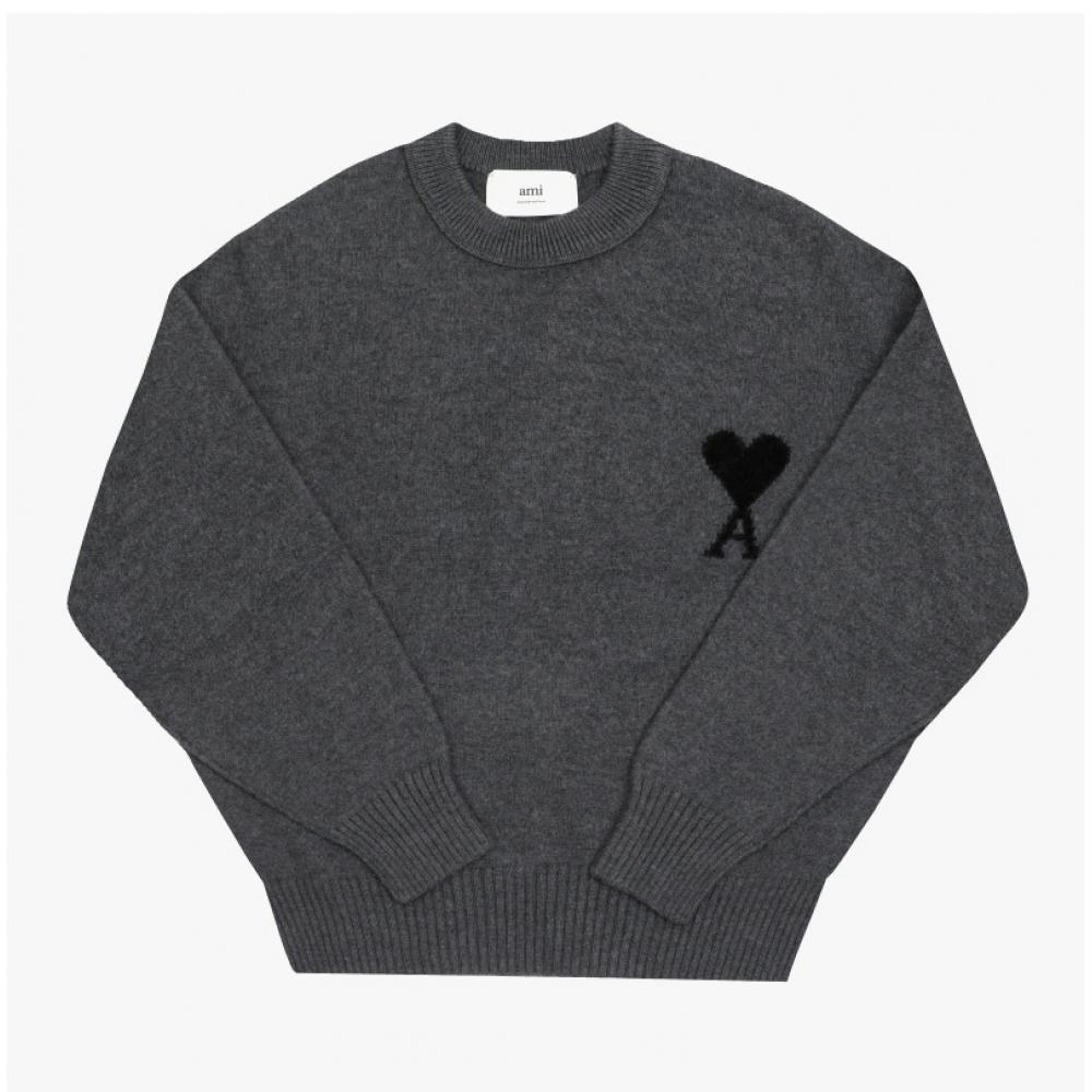 Ami Big Heart Logo Intarsia Unisex Knit Uks838 018 0504