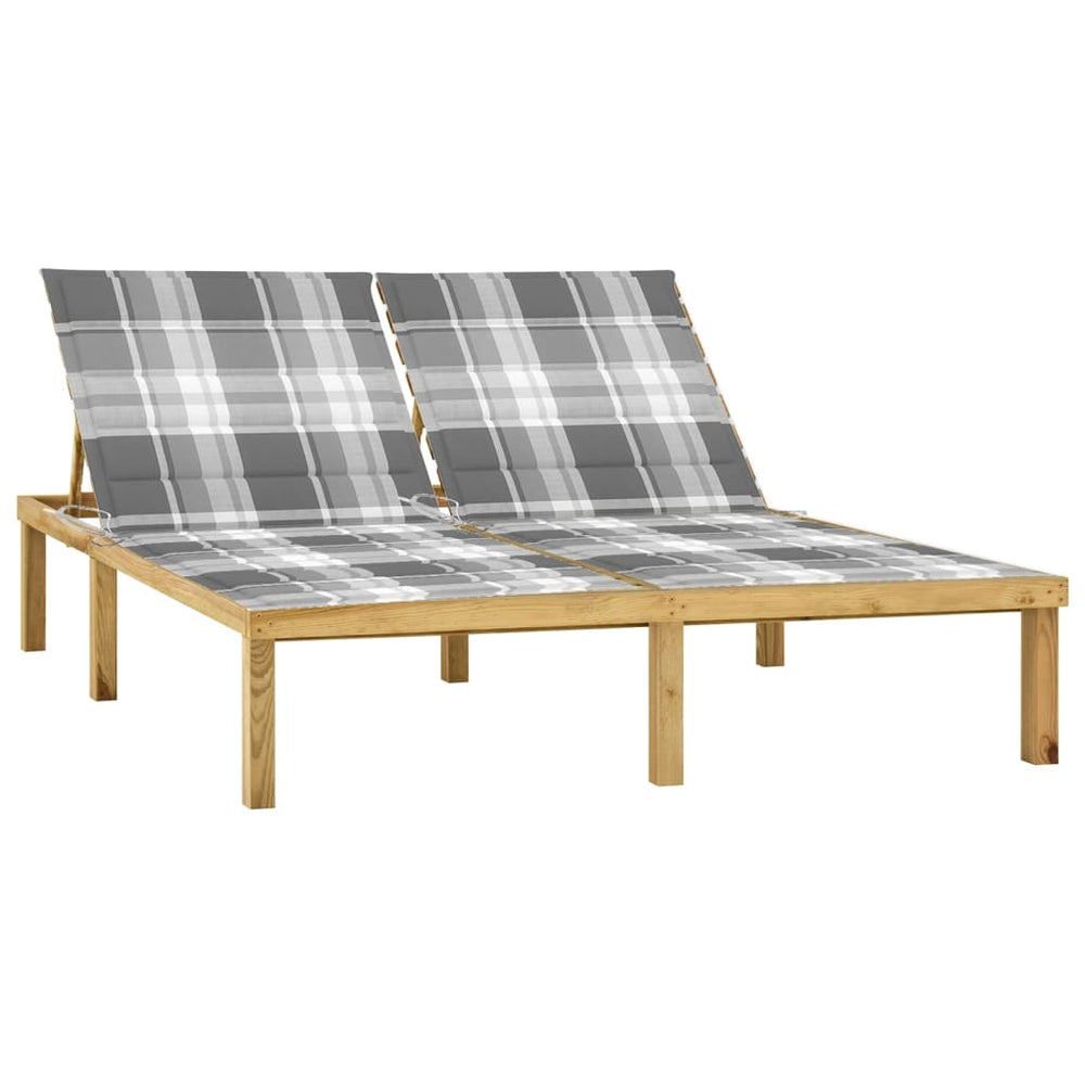 Double Lounge Chair with Cushions Impregnated Pine Wood