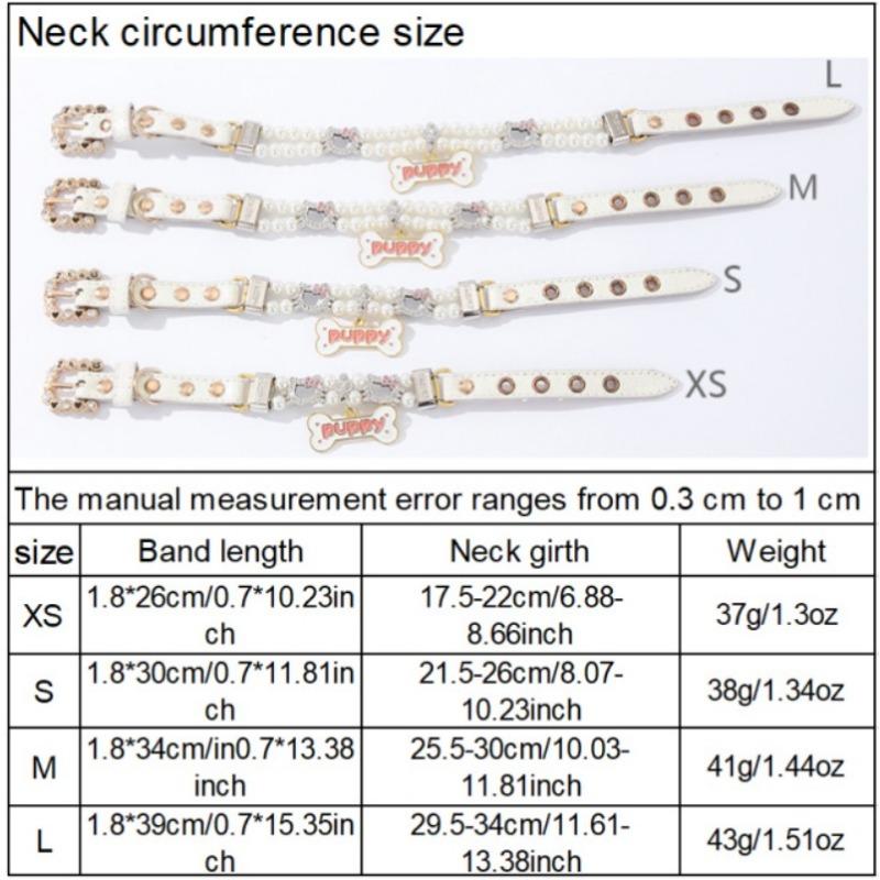 New Pet Bead Big Bone Hanging Collar, Small Cat Dog Simulation, Pearl Rhinestone, Cat Head Bead String, Cat Chain Item