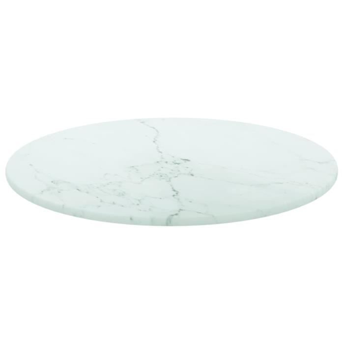 VidaXL Table Top White Ø30x0.8cm Tempered Glass with Marble Design