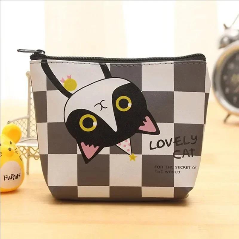 Cartoon Katze PU Leder Münztasche Reiner Reißverschluss Cartoon Süße Katze Münztasche Schlüsseltasche Geldtasche Damen Herren Geldbörse Kleine Brieftasche Kind