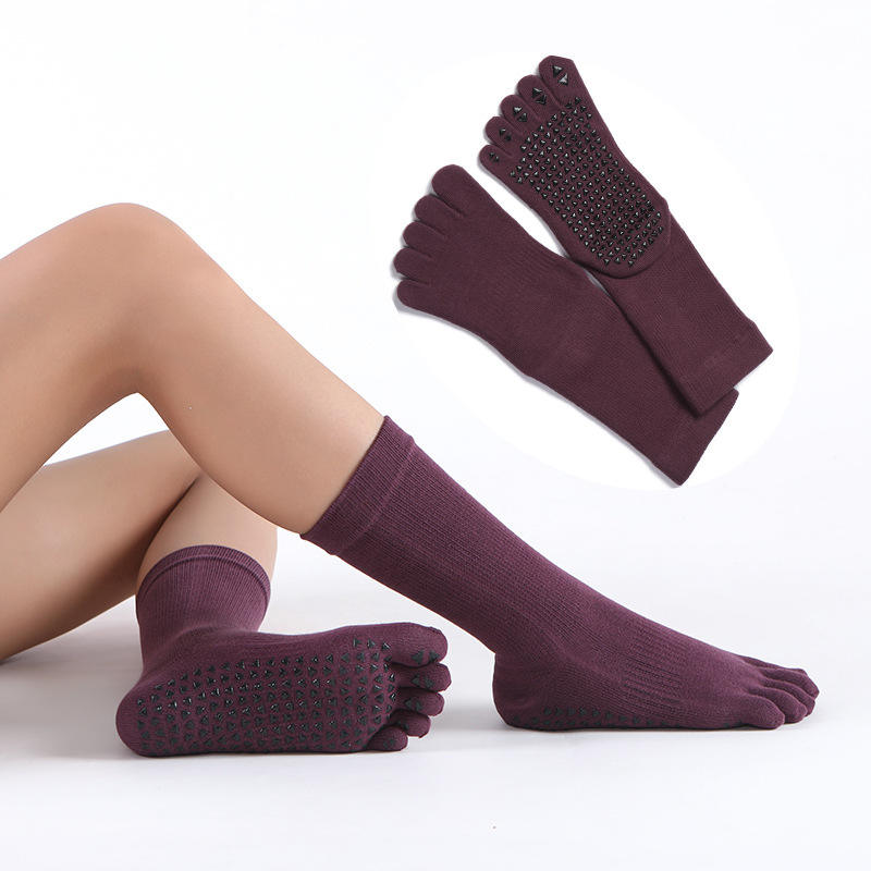 Professional Women's Pilates Yoga Toe Socks for Spring Summer Gym Fitness Exercise Custom Logo Anti-Slip Grip Sports Fitness