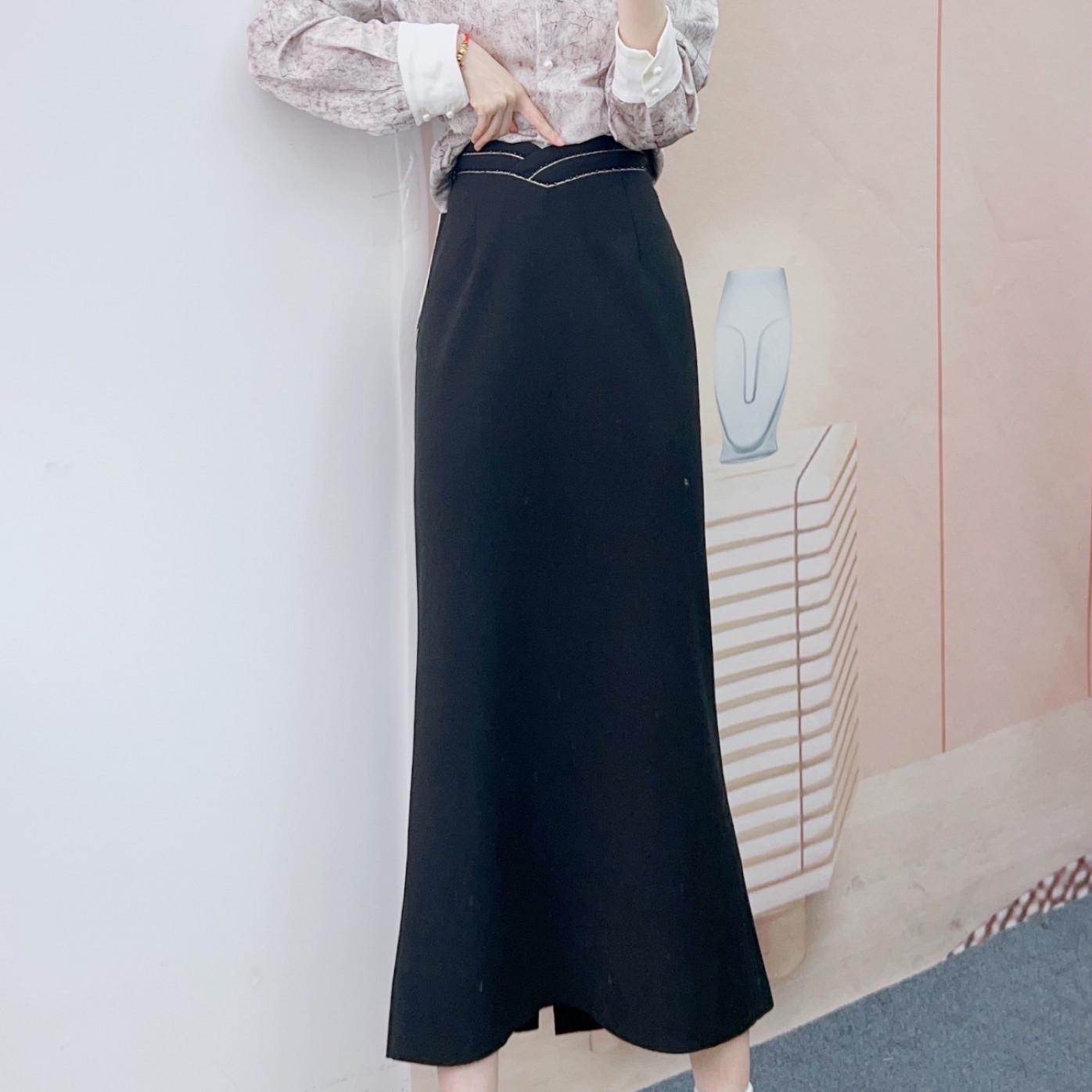 

Spring 2026 Beaded Slimming Over-the-Knee Skirt 206/H6 XL (59-64 kg) чёрный