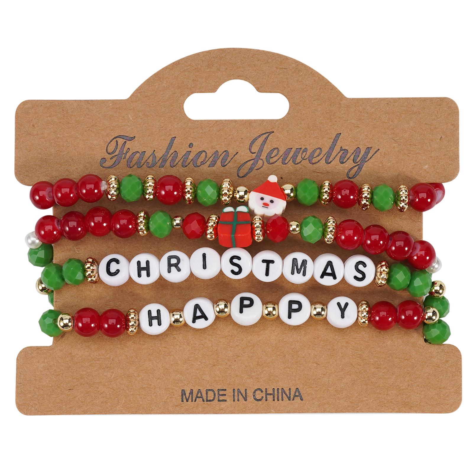 

Festive Love Christmas Crystal Beaded Bracelet
