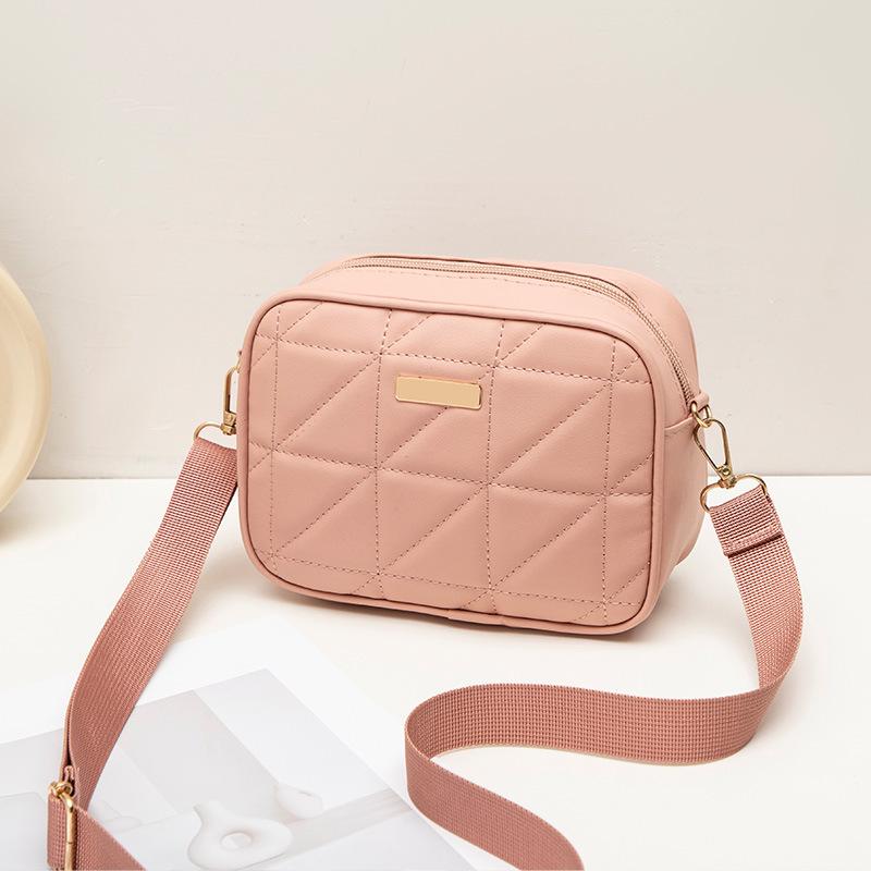 Women's bag new trendy embroidered plaid messenger small square bag fashionable and simple long label decorative mobile phone bag camera bag