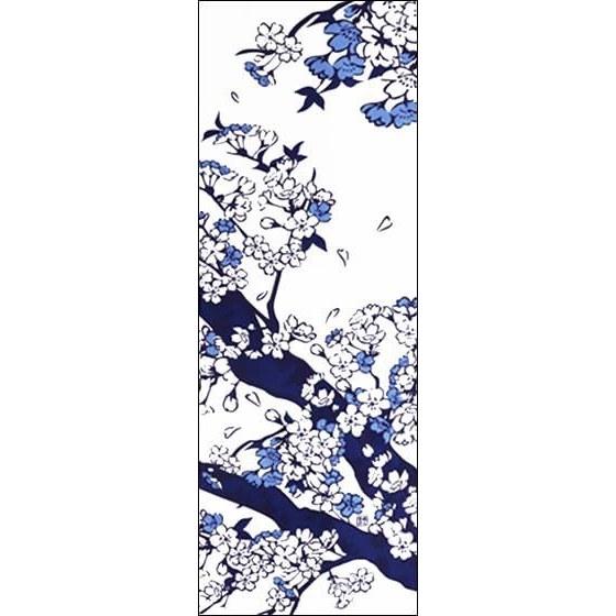 Someno Anbo Tenugui Sometsuke Sakura Navy Hand-dyed 100 Cotton Special Quality Made Japan 35cm x 100cm
