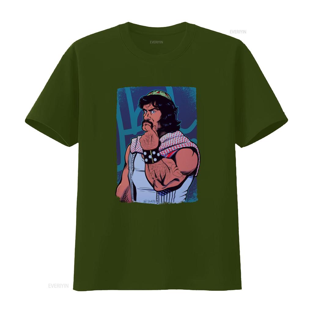 Retro Cartoon Classic Wrestler Print Casual Streetwear T Shirt vintage Washed Breathable Stylish streetwear Comfortable