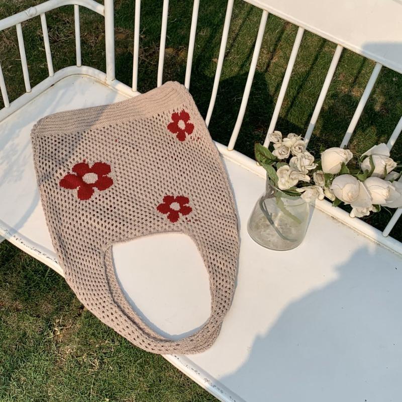 Knit Bag Summer All-in-one Large Capacity Shopping Bag Simple Woven Bag Mesh Hollowed Out Women's Shoulder Bag